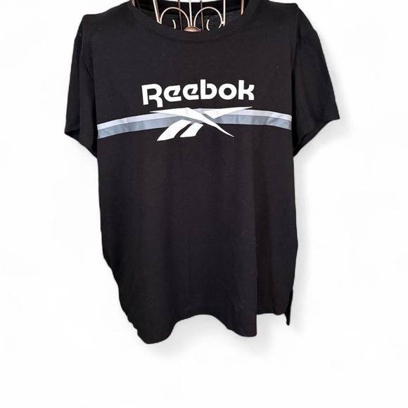 Reebok Black Logo Graphic T-Shirt Large – Short Sleeve Athletic Tee Unisex - Picture 1 of 3